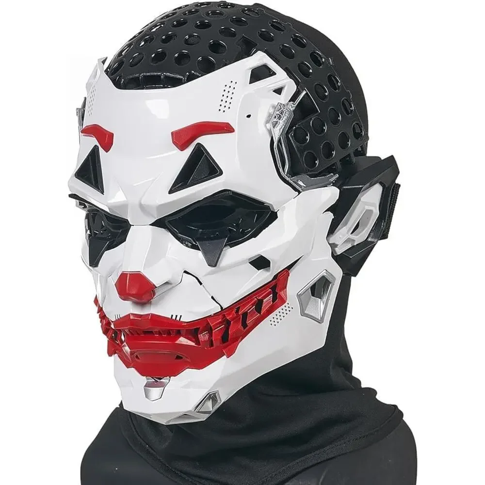Futuristic Clown Mask Adult White Red Cosplay Halloween Costume Accessory